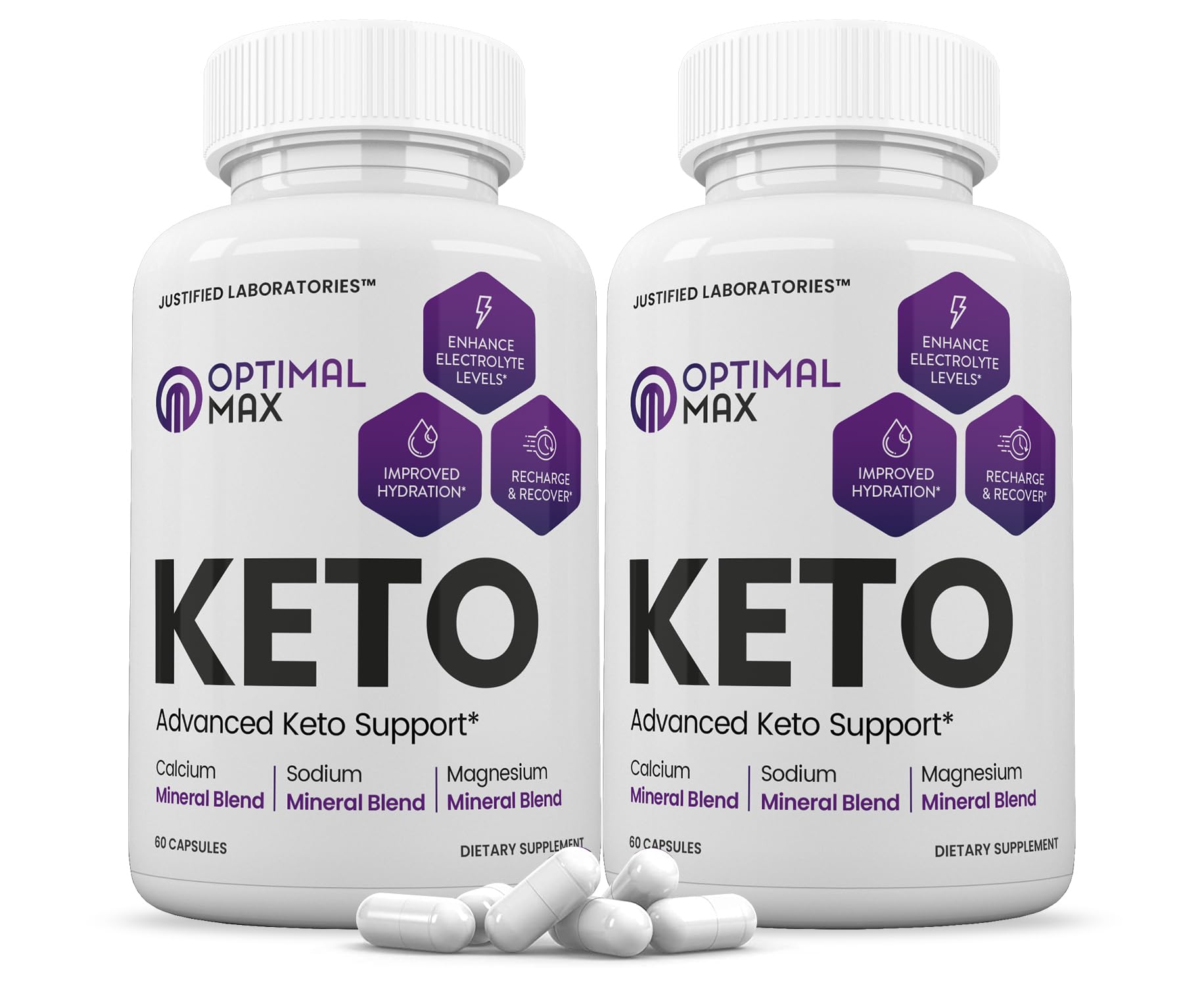 (2 Pack) Optimal Max Keto Pills 1275MG New & Improved Formula Contains Apple Cider